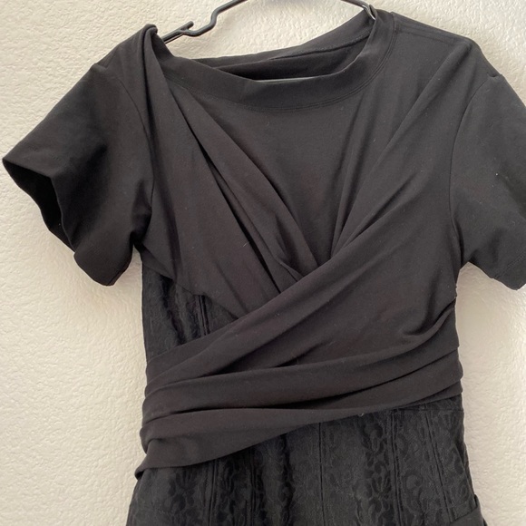 NWT ALEXANDER WANG Corset Panel Ruched Drape T-shirt Dress In Black 4 $1,050 - Picture 11 of 13